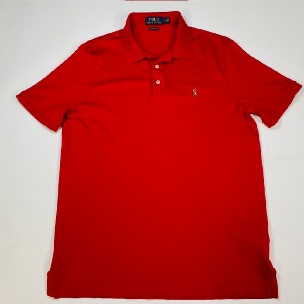 Polo Ralph Lauren Mens Classic Fit Red Short Sleeve Pique Polo Shirt Size Medium
